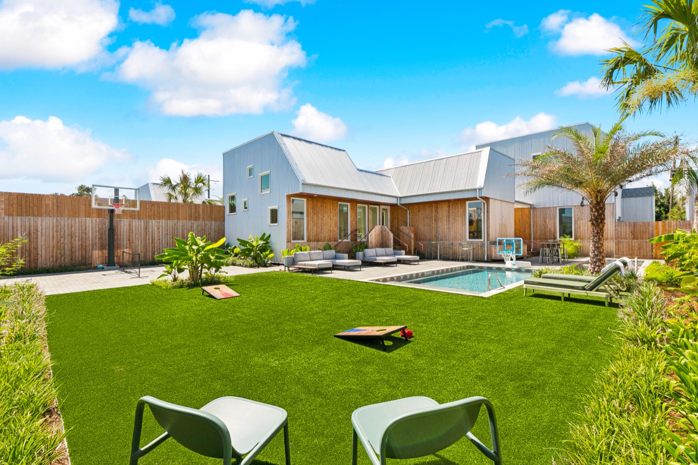Modern villa with private pool and lawn at Castleday Retreats in the Bywater, New Orleans